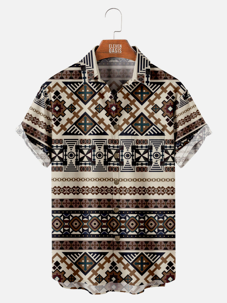 Men's Western Aztec Print Short Sleeve Shirt, mens short sleeve shirts¡ê?big and tall mens shirts¡ê?short sleeve shirts for men¡ê?mens 4xl shirts¡ê?casual short sleeve shirts