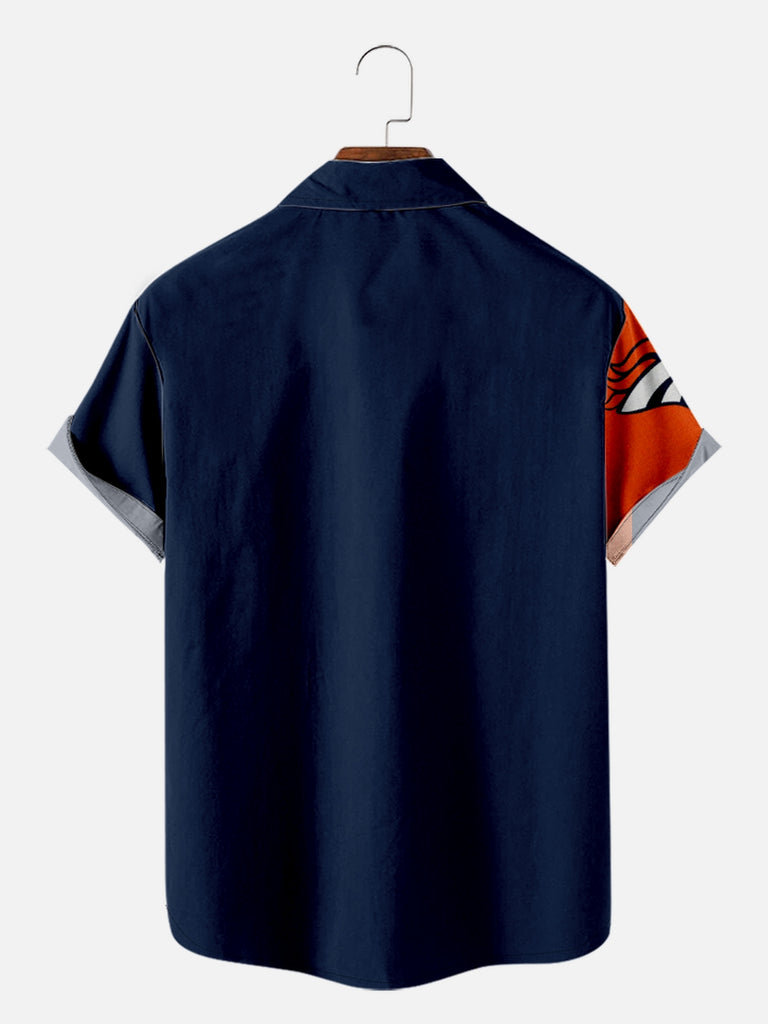 Denver Broncos Stripe Men's Short Sleeve ShirtMens short sleeve shirts Big and tall Mens shirts Short sleeve shirts for men Mens 4xl shirts Casual short sleeve shirts