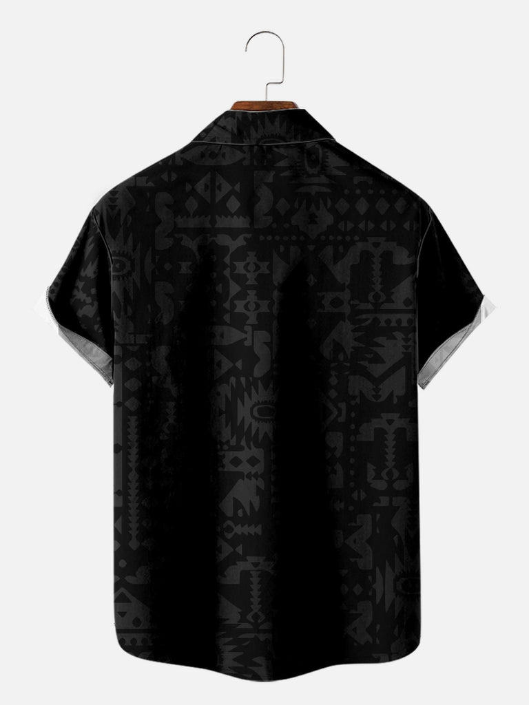 Men's Western Aztec Print Eagle Chest Badge Short Sleeve Shirt, mens short sleeve shirts¡ê?big and tall mens shirts¡ê?short sleeve shirts for men¡ê?mens 4xl shirts¡ê?casual short sleeve shirts