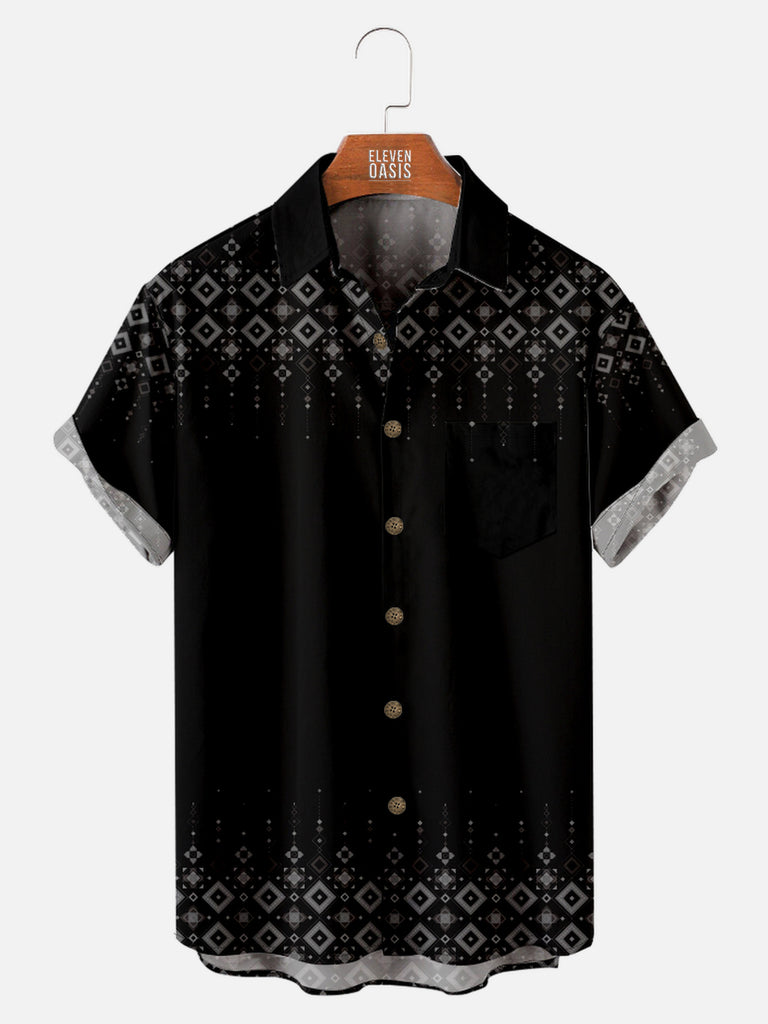 Men's Fading Subtle Aztec Print Short Sleeve Shirt, mens short sleeve shirts¡ê?big and tall mens shirts¡ê?short sleeve shirts for men¡ê?mens 4xl shirts¡ê?casual short sleeve shirts