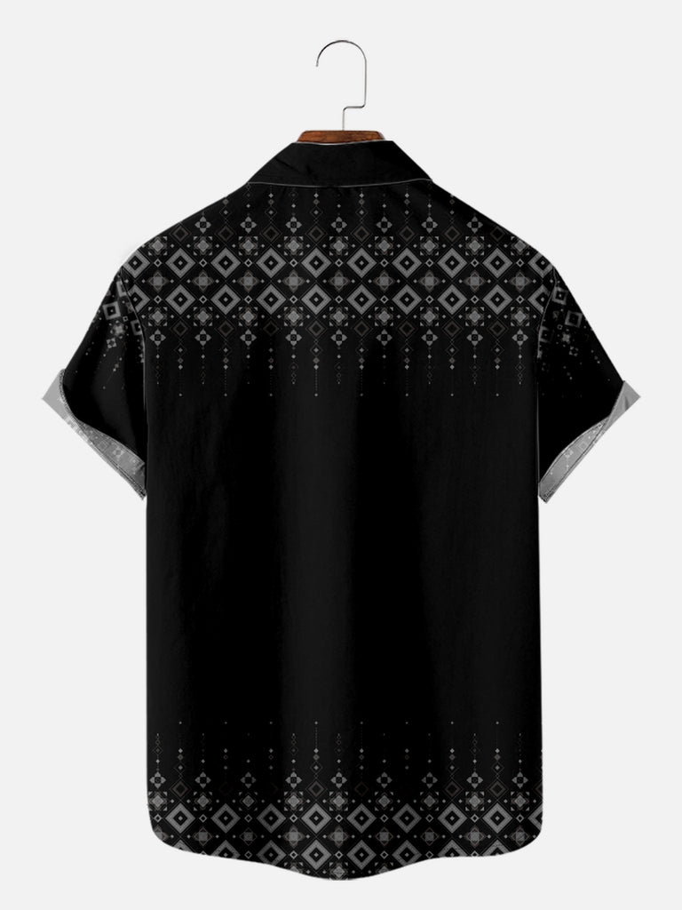 Men's Fading Subtle Aztec Print Short Sleeve Shirt, mens short sleeve shirts¡ê?big and tall mens shirts¡ê?short sleeve shirts for men¡ê?mens 4xl shirts¡ê?casual short sleeve shirts