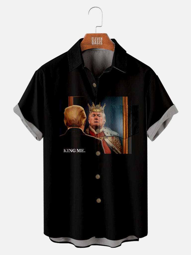 Men's King Me President Trump Short Sleeve Shirt, mens short sleeve shirts£¬big and tall mens shirts£¬short sleeve shirts for men£¬mens 4xl shirts£¬casual short sleeve shirts