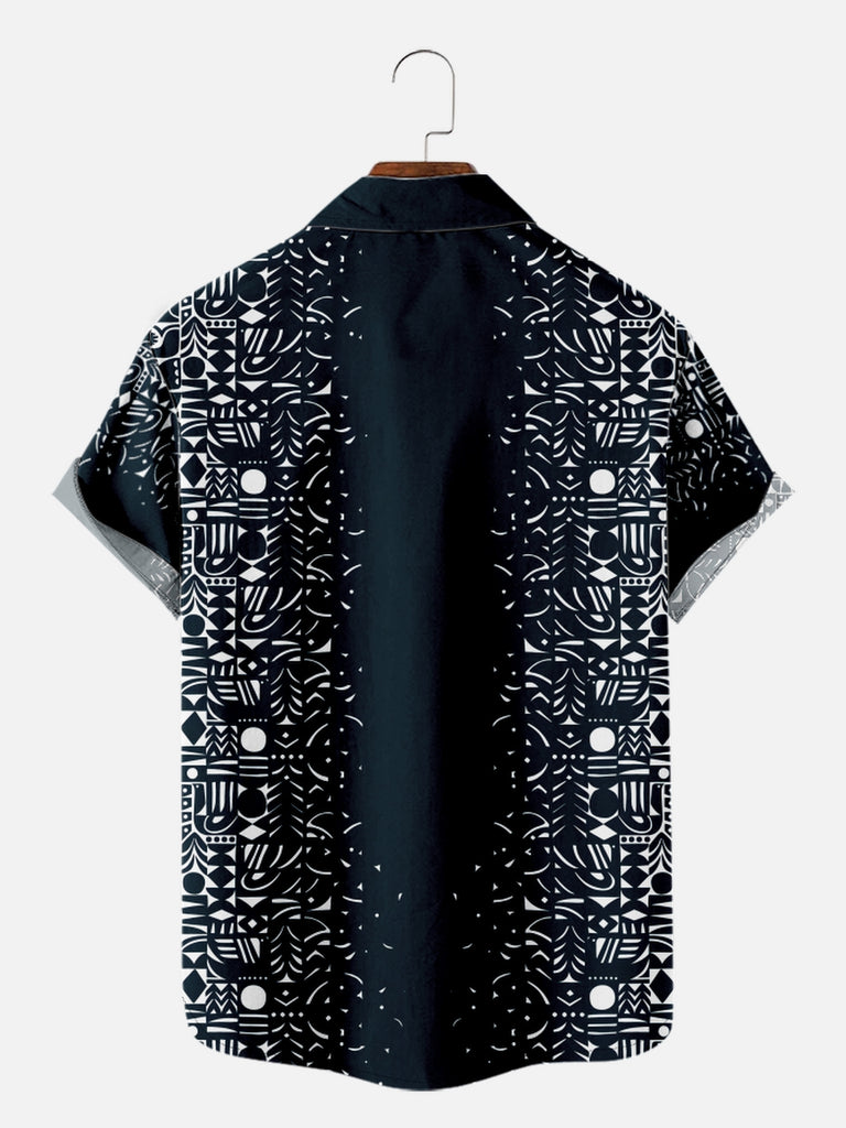 Men's Simple Aztec Print All Over Short Sleeve Shirt, mens short sleeve shirts£¬big and tall mens shirts£¬short sleeve shirts for men£¬mens 4xl shirts£¬casual short sleeve shirts