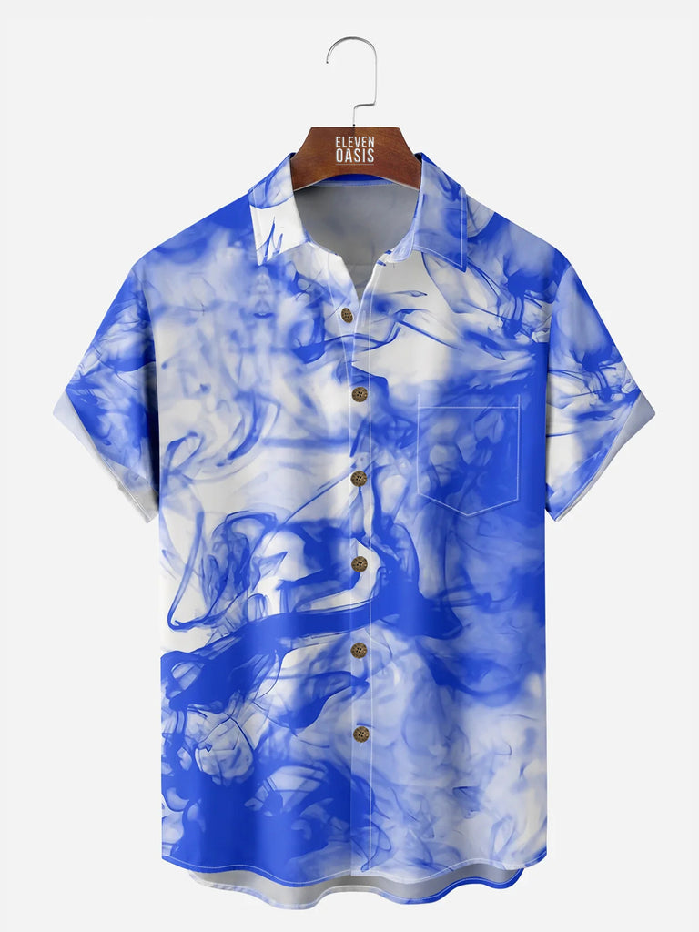 Men's Ink in Water Pattern Short Sleeve Casual Shirt with Chest PocketMens short sleeve shirts Big and tall Mens shirts Short sleeve shirts for men Mens 4xl shirts Casual short sleeve shirts