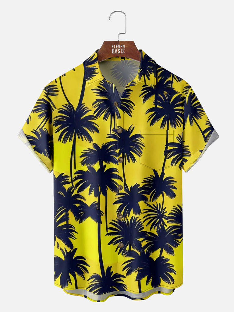 Men's Palm Tree Print Casual Short Sleeve ShirtMens short sleeve shirts Big and tall Mens shirts Short sleeve shirts for men Mens 4xl shirts Casual short sleeve shirts