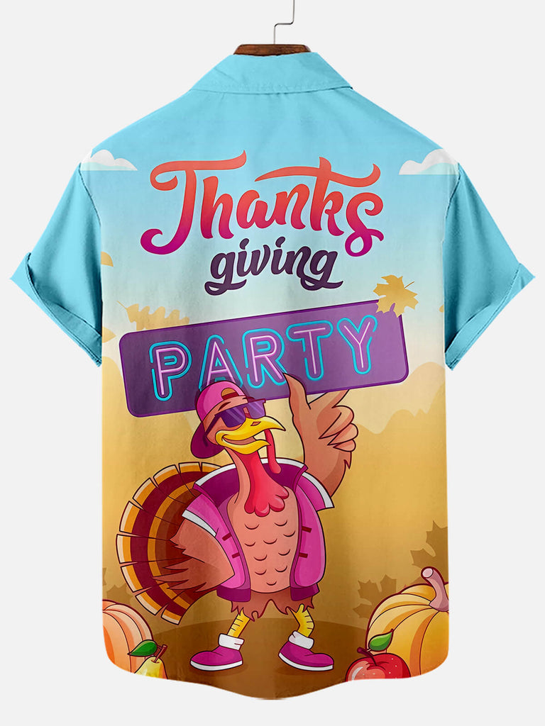 Thanksgiving Turkey Illustration Men's Short Sleeve ShirtMens short sleeve shirts Big and tall Mens shirts Short sleeve shirts for men Mens 4xl shirts Casual short sleeve shirts