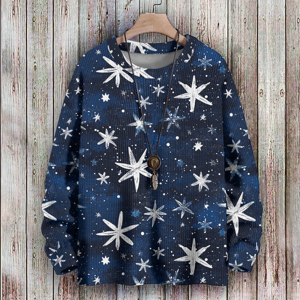 Hand Painted Falling Abstract Snowflakes in the Night Sky Knitted Sweatshirt, mens short sleeve shirts¡ê?big and tall mens shirts¡ê?short sleeve shirts for men¡ê?mens 4xl shirts¡ê?casual short sleeve shirts