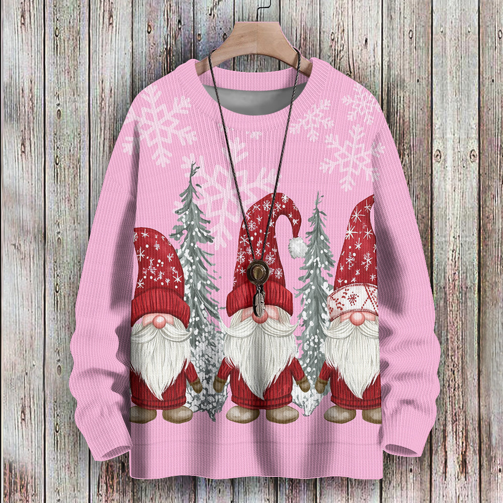 Christmas Gnomes and Trees on a Pink Knitted Sweatshirt, mens short sleeve shirts¡ê?big and tall mens shirts¡ê?short sleeve shirts for men¡ê?mens 4xl shirts¡ê?casual short sleeve shirts