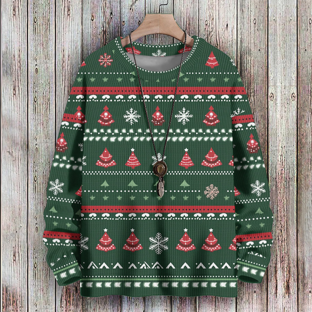 Christmas Tree and Snowflakes Knitted Crewneck Sweatshirt, mens short sleeve shirts¡ê?big and tall mens shirts¡ê?short sleeve shirts for men¡ê?mens 4xl shirts¡ê?casual short sleeve shirts