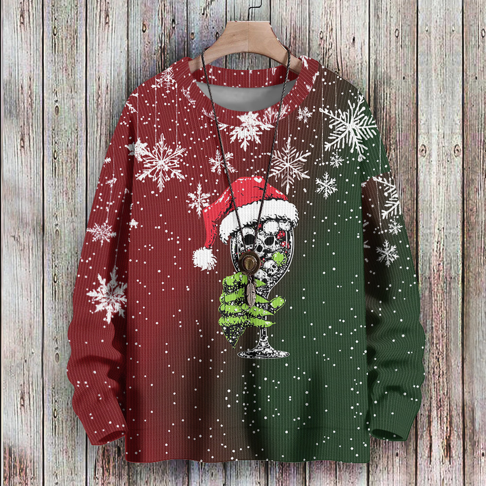 Christmas Skull Cocktail with Snowflakes Knitted Sweater, mens short sleeve shirts¡ê?big and tall mens shirts¡ê?short sleeve shirts for men¡ê?mens 4xl shirts¡ê?casual short sleeve shirts