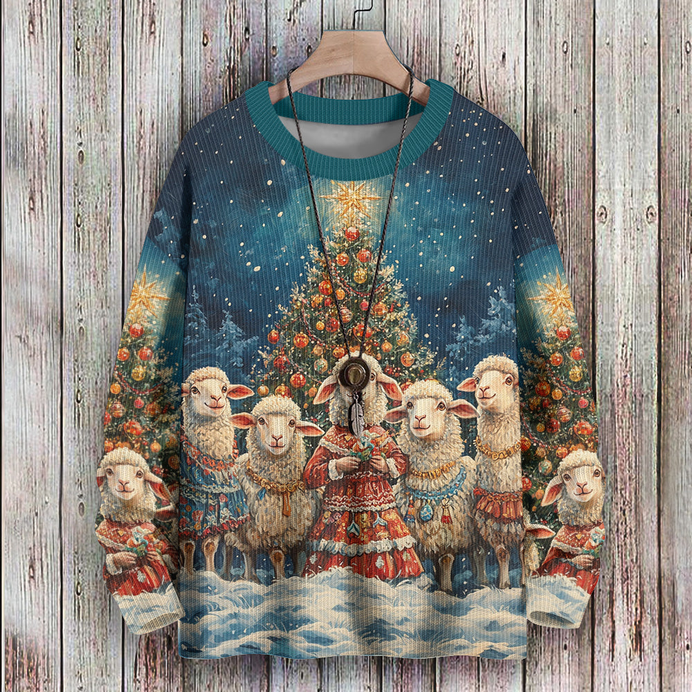 Sheep Wish You a Merry Christmas Tree Knitted Sweater, mens short sleeve shirts¡ê?big and tall mens shirts¡ê?short sleeve shirts for men¡ê?mens 4xl shirts¡ê?casual short sleeve shirts