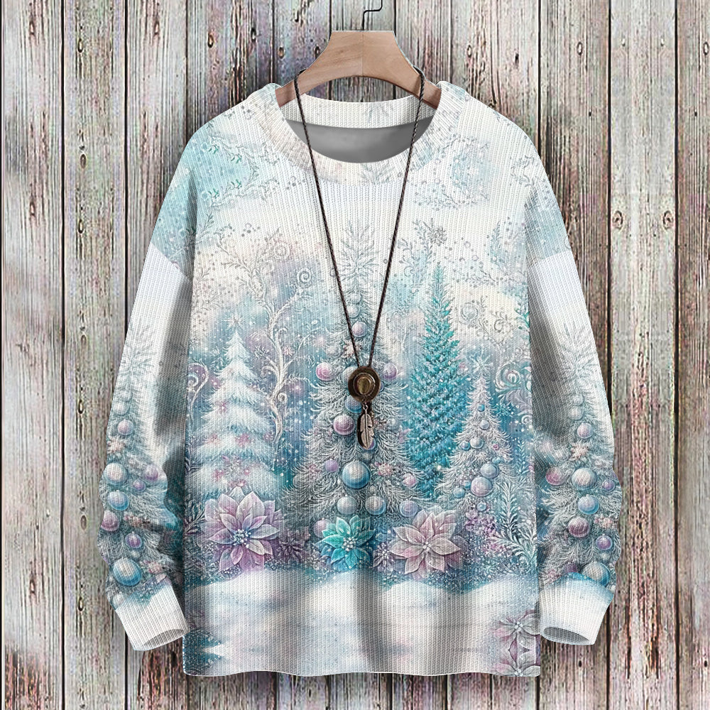 Beautiful Fairy-like Wintery Snowscape Knitted Crewneck Sweatshirt, mens short sleeve shirts¡ê?big and tall mens shirts¡ê?short sleeve shirts for men¡ê?mens 4xl shirts¡ê?casual short sleeve shirts