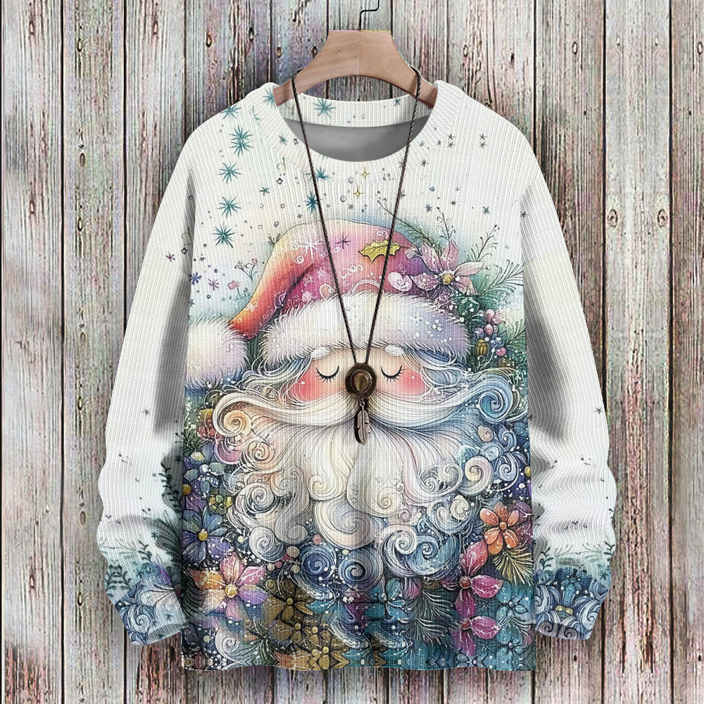 Fairy-like Santa Enjoying Nature Knitted Crewneck Sweatshirt, mens short sleeve shirts¡ê?big and tall mens shirts¡ê?short sleeve shirts for men¡ê?mens 4xl shirts¡ê?casual short sleeve shirts