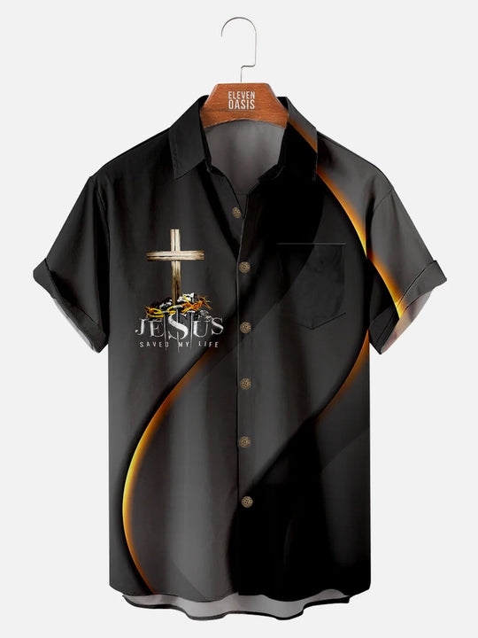 Men's Easter Cross Print Short Sleeve ShirtMens short sleeve shirts Big and tall Mens shirts Short sleeve shirts for men Mens 4xl shirts Casual short sleeve shirts