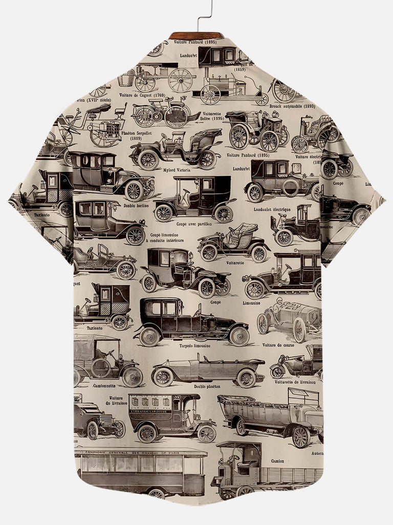 Retro Classic Car Print Men's Short Sleeve ShirtMens short sleeve shirts Big and tall Mens shirts Short sleeve shirts for men Mens 4xl shirts Casual short sleeve shirts