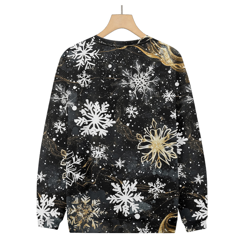 Beautiful Snowflakes wit Gold Specks Winter Knitted Crewneck Sweatshirt, mens short sleeve shirts¡ê?big and tall mens shirts¡ê?short sleeve shirts for men¡ê?mens 4xl shirts¡ê?casual short sleeve shirts