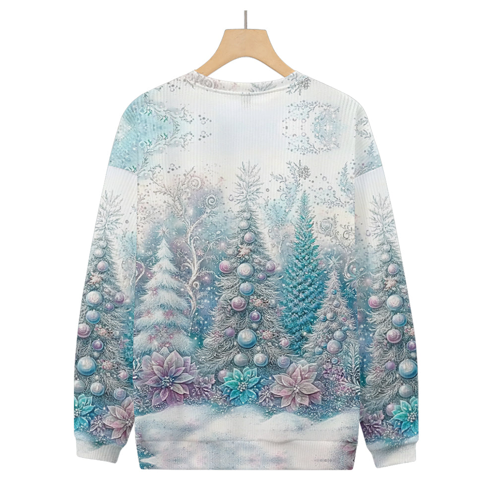 Beautiful Fairy-like Wintery Snowscape Knitted Crewneck Sweatshirt, mens short sleeve shirts¡ê?big and tall mens shirts¡ê?short sleeve shirts for men¡ê?mens 4xl shirts¡ê?casual short sleeve shirts