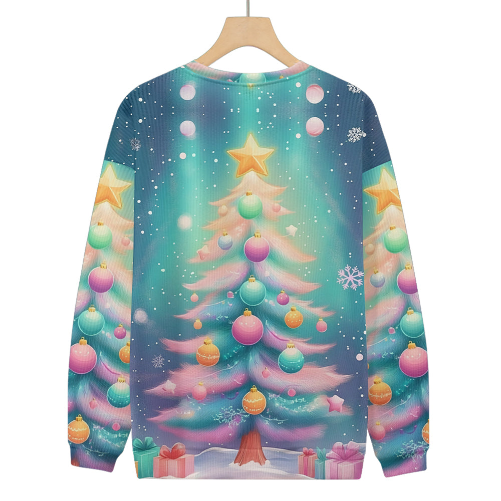 Pastel Colored Christmas Snowscape Knitted Sweatshirt, mens short sleeve shirts¡ê?big and tall mens shirts¡ê?short sleeve shirts for men¡ê?mens 4xl shirts¡ê?casual short sleeve shirts