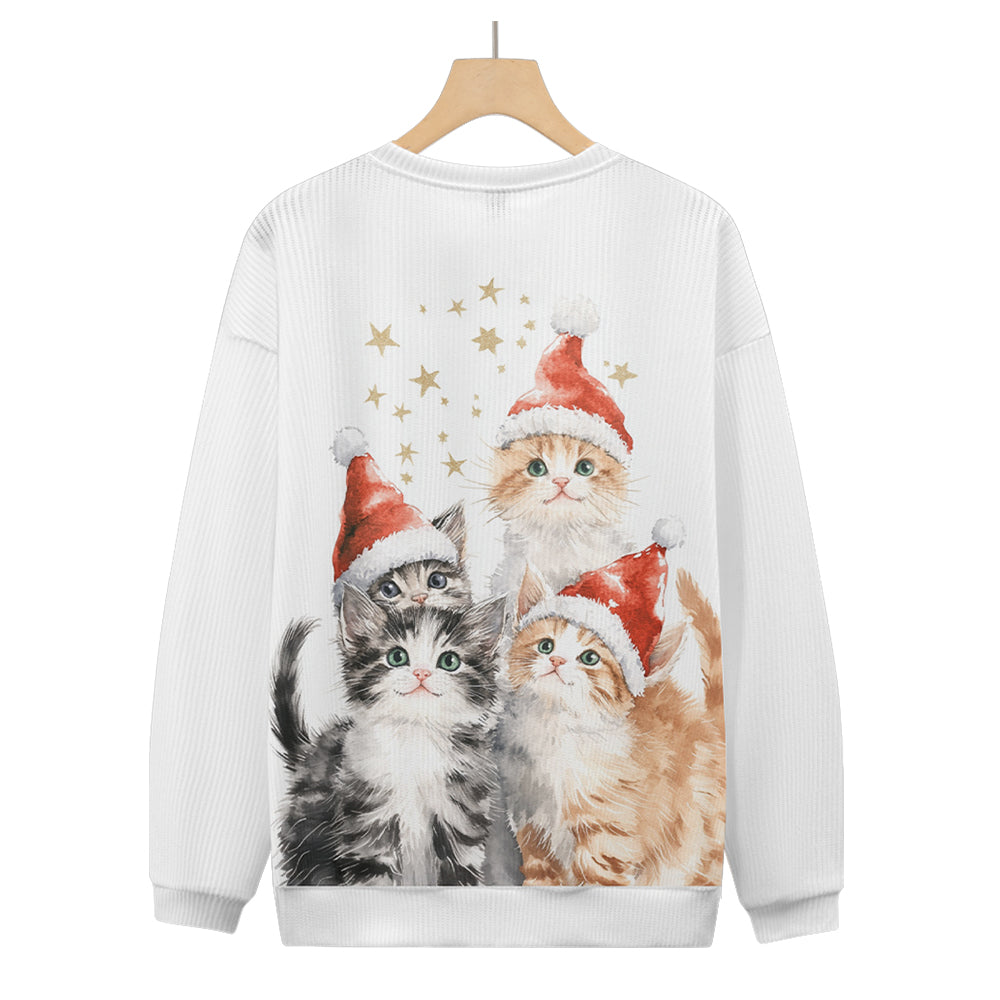 Very Cute Christmas Kittens Knitted Sweatshirt, mens short sleeve shirts¡ê?big and tall mens shirts¡ê?short sleeve shirts for men¡ê?mens 4xl shirts¡ê?casual short sleeve shirts