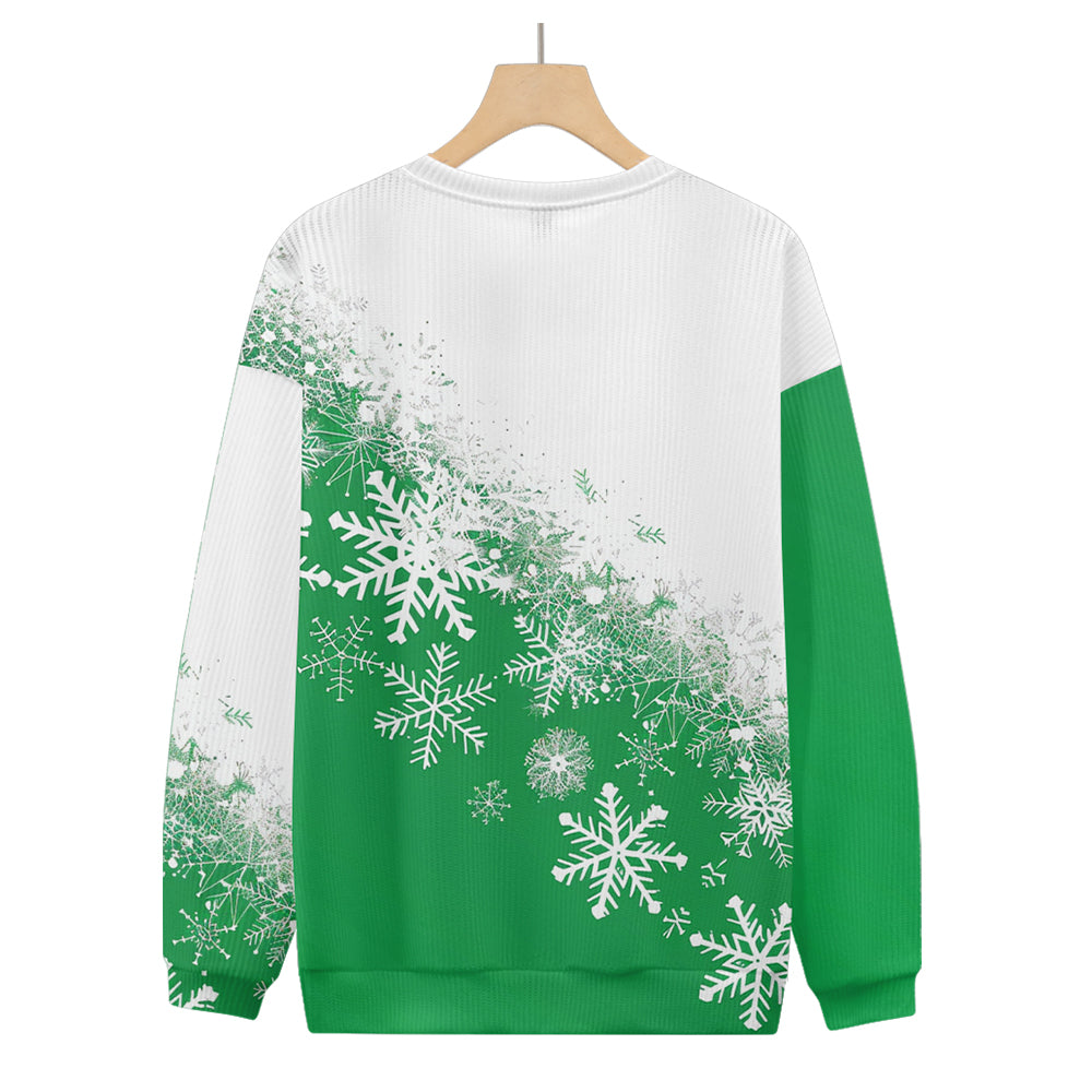 Snowflake fades to White and Green Knitted Crewneck Sweatshirt, mens short sleeve shirts¡ê?big and tall mens shirts¡ê?short sleeve shirts for men¡ê?mens 4xl shirts¡ê?casual short sleeve shirts