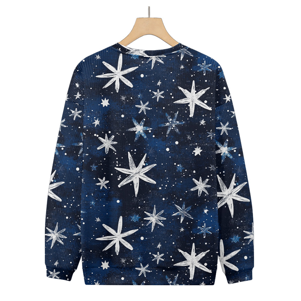 Hand Painted Falling Abstract Snowflakes in the Night Sky Knitted Sweatshirt, mens short sleeve shirts¡ê?big and tall mens shirts¡ê?short sleeve shirts for men¡ê?mens 4xl shirts¡ê?casual short sleeve shirts