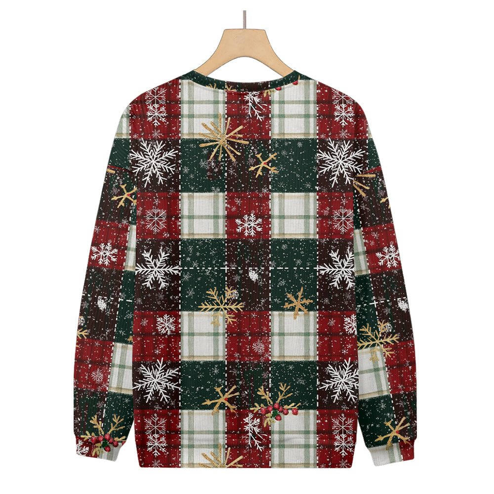 Checkered Christmas Snowflakes Knitted Sweater, mens short sleeve shirts¡ê?big and tall mens shirts¡ê?short sleeve shirts for men¡ê?mens 4xl shirts¡ê?casual short sleeve shirts