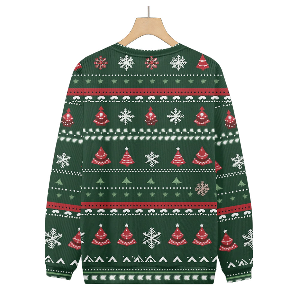 Christmas Tree and Snowflakes Knitted Crewneck Sweatshirt, mens short sleeve shirts¡ê?big and tall mens shirts¡ê?short sleeve shirts for men¡ê?mens 4xl shirts¡ê?casual short sleeve shirts