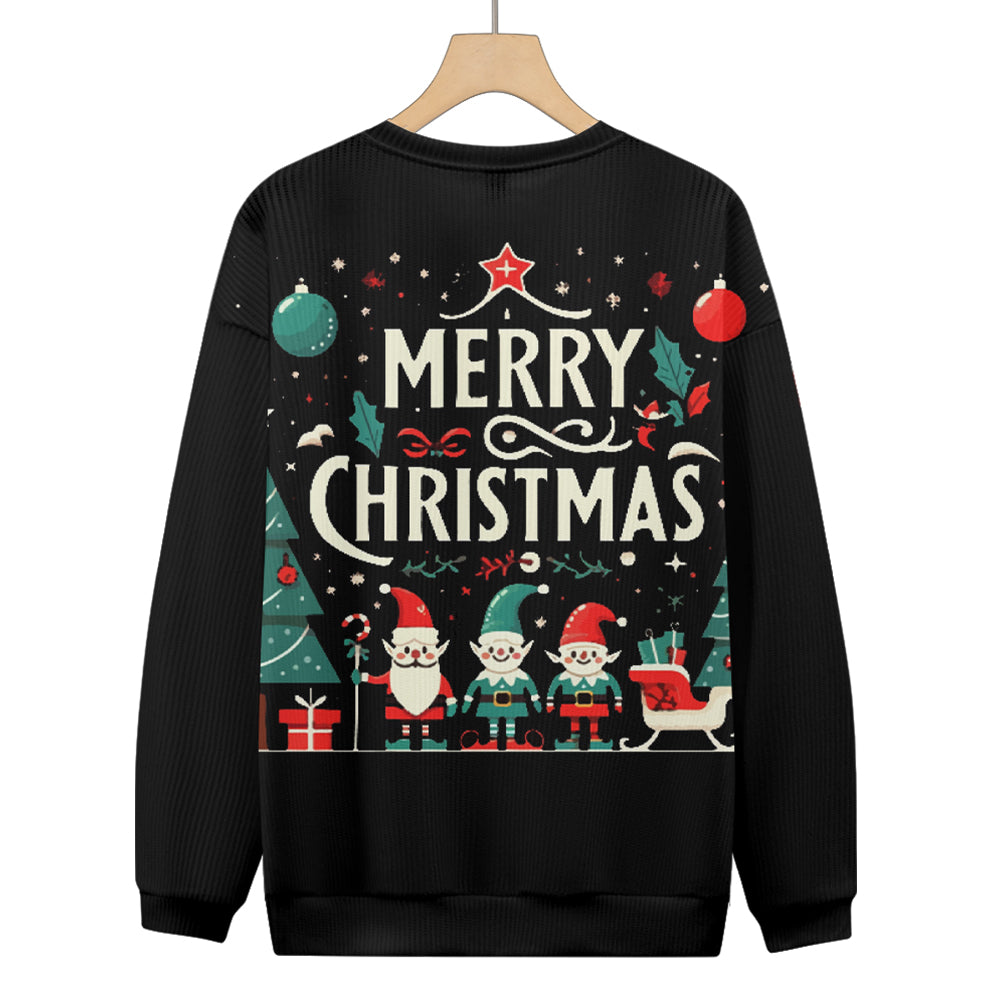 Merry Christmas Santa and Elves Knitted Sweater, mens short sleeve shirts¡ê?big and tall mens shirts¡ê?short sleeve shirts for men¡ê?mens 4xl shirts¡ê?casual short sleeve shirts