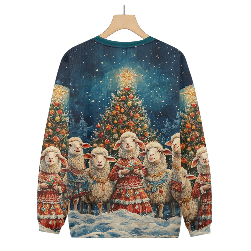 Sheep Wish You a Merry Christmas Tree Knitted Sweater, mens short sleeve shirts¡ê?big and tall mens shirts¡ê?short sleeve shirts for men¡ê?mens 4xl shirts¡ê?casual short sleeve shirts