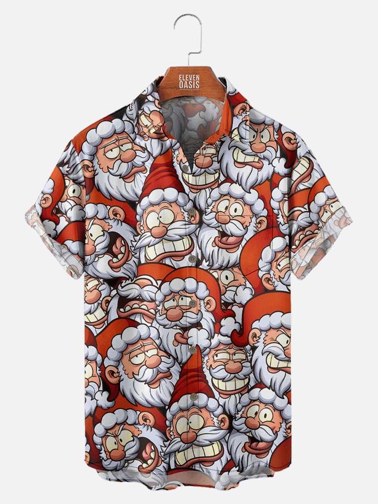 Cheeky Santa Squished Together Short Sleeve Shirt, mens short sleeve shirts¡ê?big and tall mens shirts¡ê?short sleeve shirts for men¡ê?mens 4xl shirts¡ê?casual short sleeve shirts