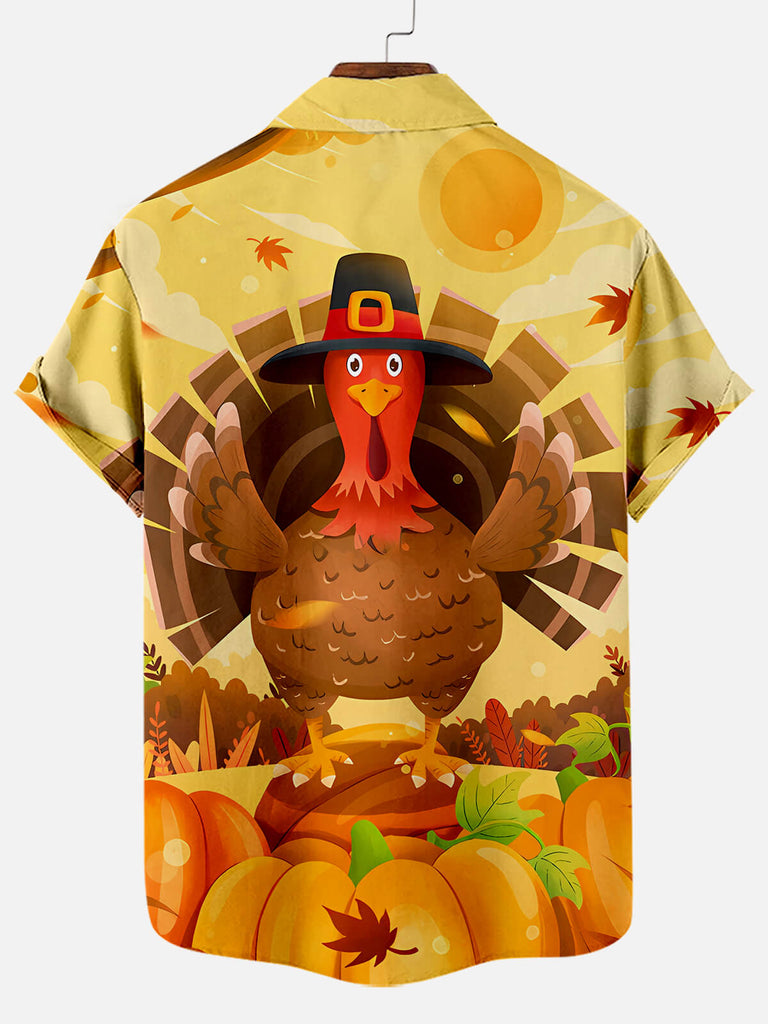 Thanksgiving Screaming Turkey Illustration Men's Short Sleeve ShirtMens short sleeve shirts Big and tall Mens shirts Short sleeve shirts for men Mens 4xl shirts Casual short sleeve shirts