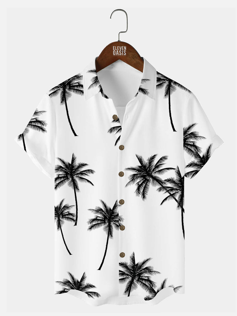 Coconut Tree Pattern Basic Men's Short Sleeve TopMens short sleeve shirts Big and tall Mens shirts Short sleeve shirts for men Mens 4xl shirts Casual short sleeve shirts