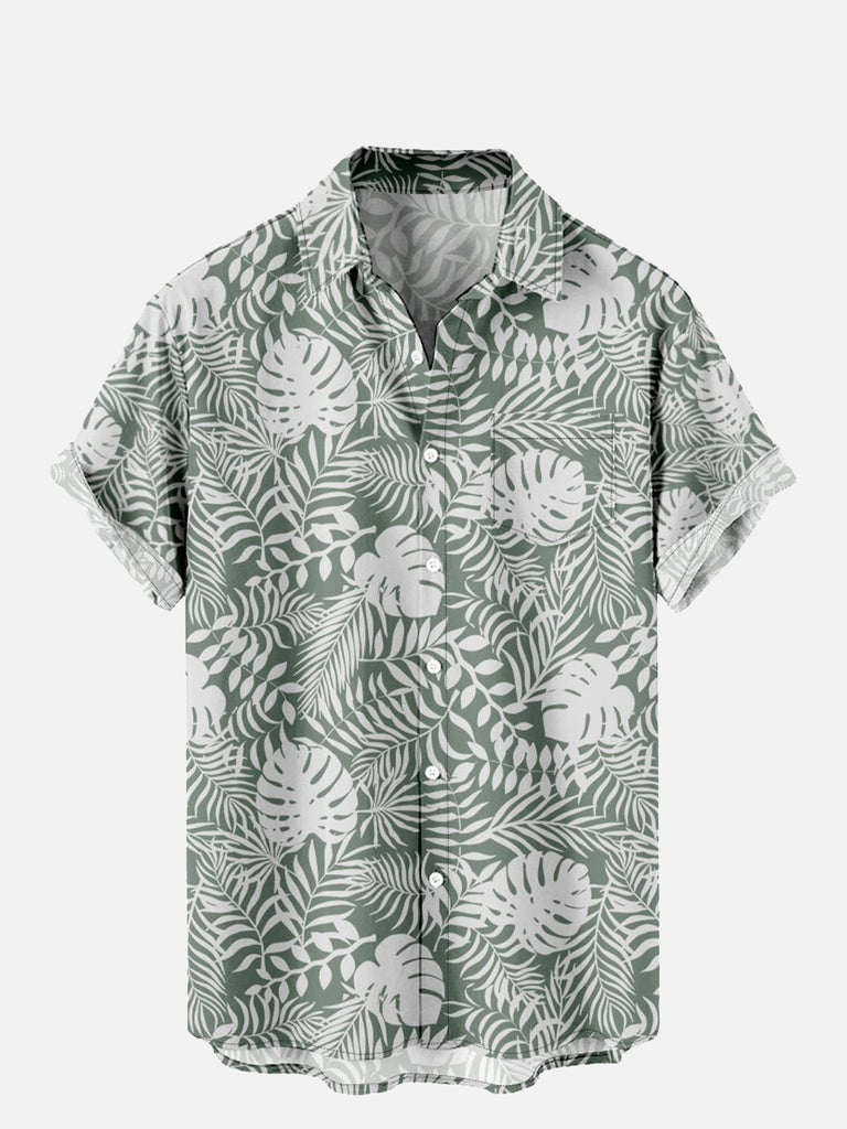 Men's Hawaiian Print Foliage Leaves Pattern Short Sleeve ShirtMens short sleeve shirts Big and tall Mens shirts Short sleeve shirts for men Mens 4xl shirts Casual short sleeve shirts