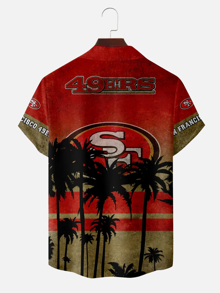 San Francisco 49ers American Football Hawaiian Palm Tree Short Sleeve ShirtMens short sleeve shirts Big and tall Mens shirts Short sleeve shirts for men Mens 4xl shirts Casual short sleeve shirts