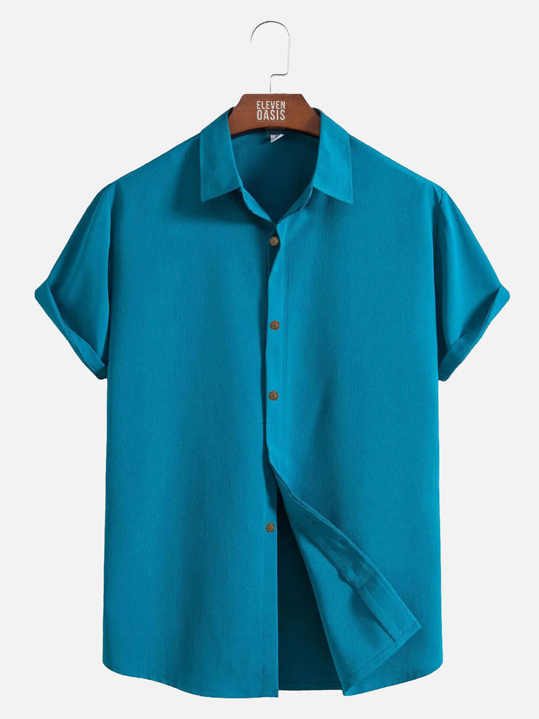 Men's Casual Loose Solid Color Button Short Sleeve ShirtMens short sleeve shirts Big and tall Mens shirts Short sleeve shirts for men Mens 4xl shirts Casual short sleeve shirts