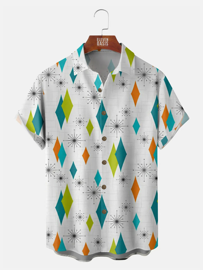 Men's Geometric Print Short Sleeve Casual ShirtMens short sleeve shirts Big and tall Mens shirts Short sleeve shirts for men Mens 4xl shirts Casual short sleeve shirts