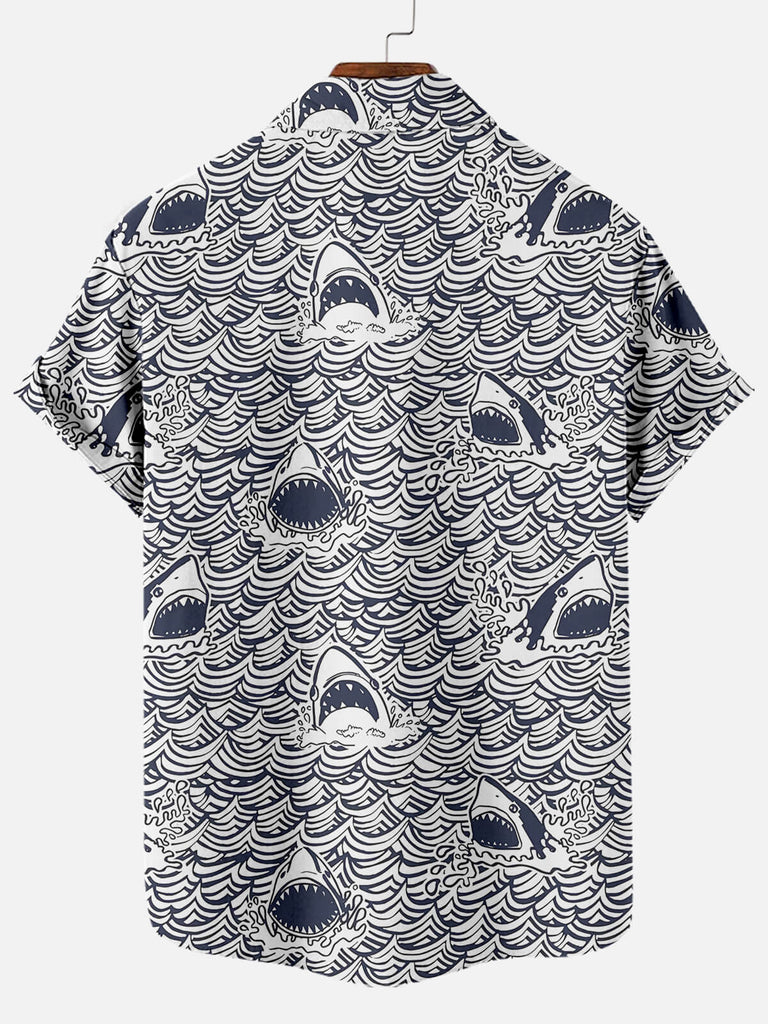 Men's Fun Shark Print Short Sleeve ShirtMens short sleeve shirts Big and tall Mens shirts Short sleeve shirts for men Mens 4xl shirts Casual short sleeve shirts