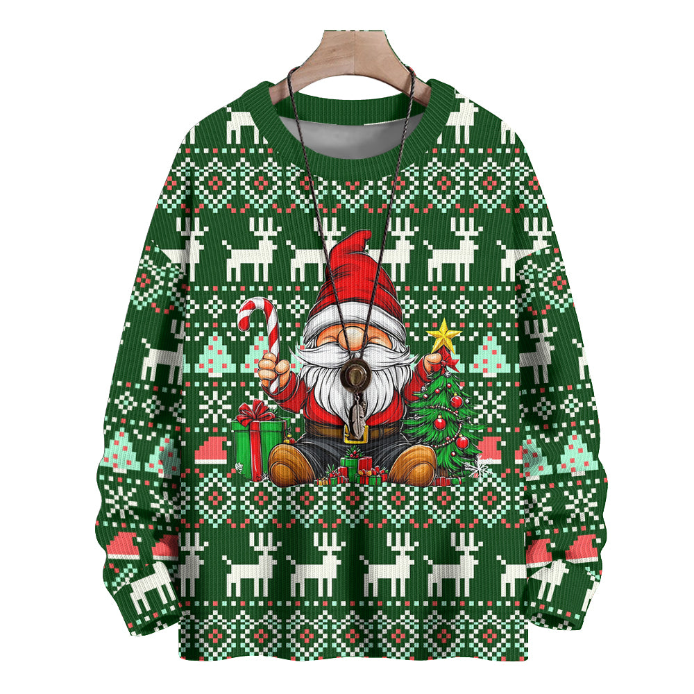 Ugly Christmas Reindeers Snowflakes with Cartoon Santa Knitted Sweater, mens short sleeve shirts¡ê?big and tall mens shirts¡ê?short sleeve shirts for men¡ê?mens 4xl shirts¡ê?casual short sleeve shirts