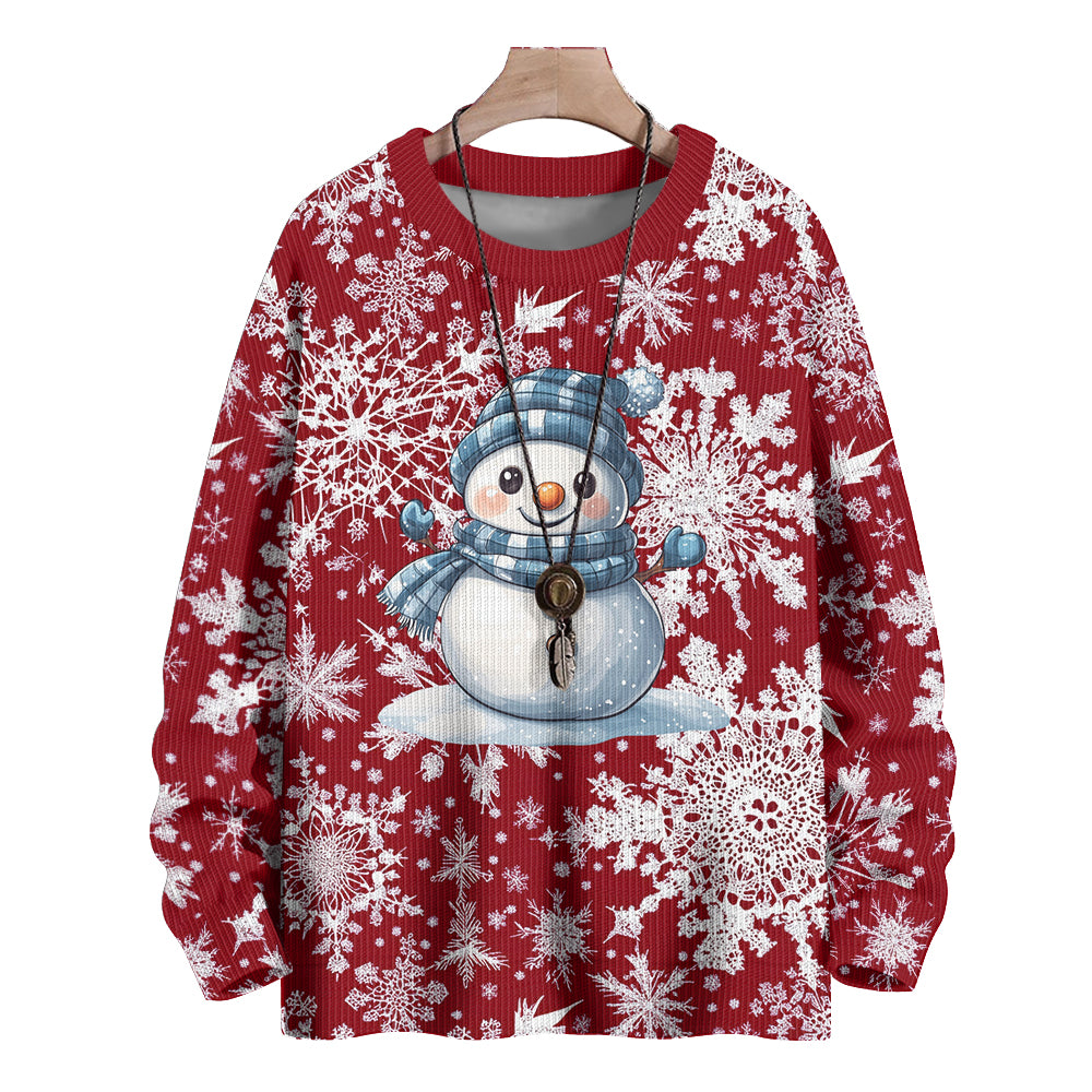 Christmas Cute Snowman Snowflakes Knitted Sweater, mens short sleeve shirts¡ê?big and tall mens shirts¡ê?short sleeve shirts for men¡ê?mens 4xl shirts¡ê?casual short sleeve shirts