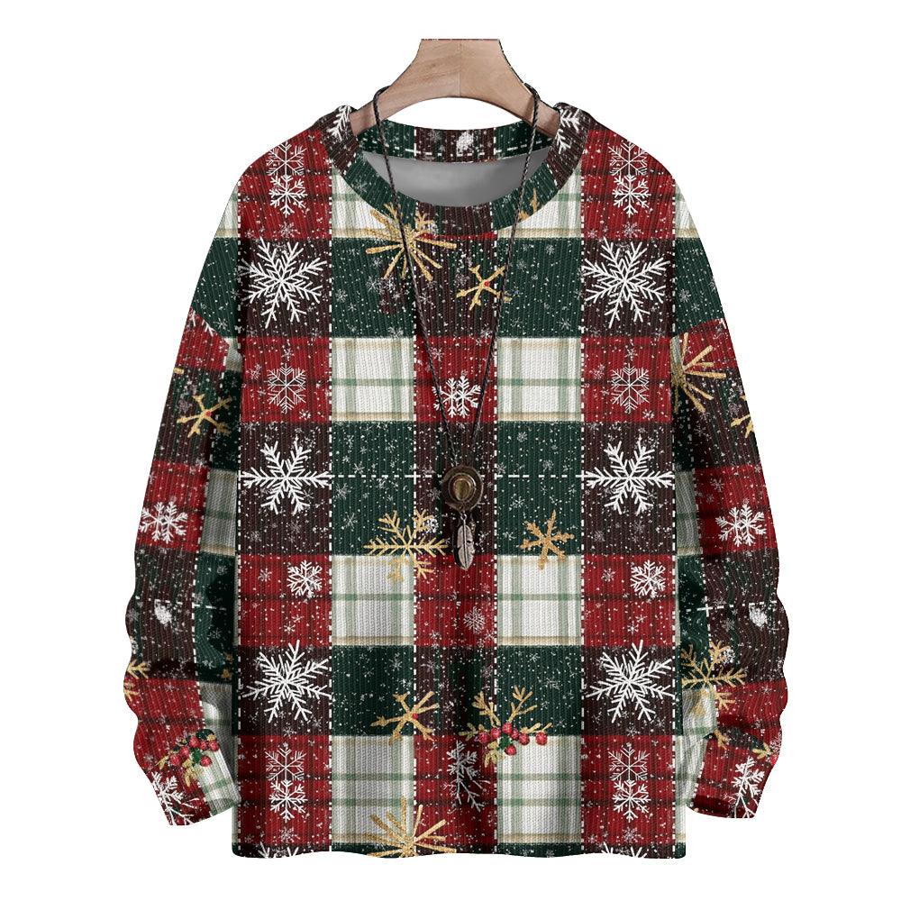 Checkered Christmas Snowflakes Knitted Sweater, mens short sleeve shirts¡ê?big and tall mens shirts¡ê?short sleeve shirts for men¡ê?mens 4xl shirts¡ê?casual short sleeve shirts