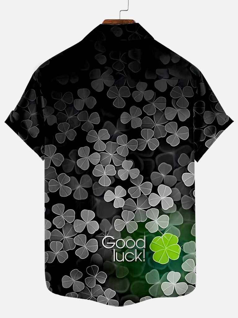 Men's St. Patrick's Lucky Four-leaf Clover Graphic Print Short Sleeve ShirtMens short sleeve shirts Big and tall Mens shirts Short sleeve shirts for men Mens 4xl shirts Casual short sleeve shirts