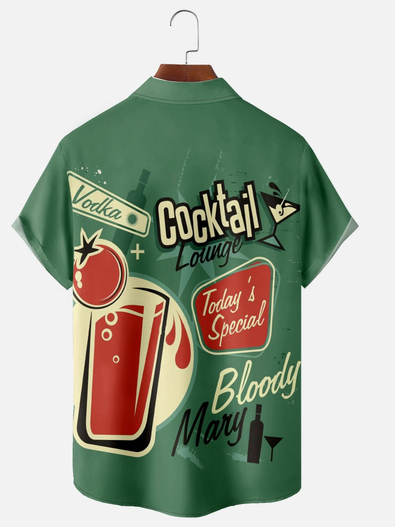 Men's Bloody Mary Cocktail Short Sleeve Casual ShirtMens short sleeve shirts Big and tall Mens shirts Short sleeve shirts for men Mens 4xl shirts Casual short sleeve shirts