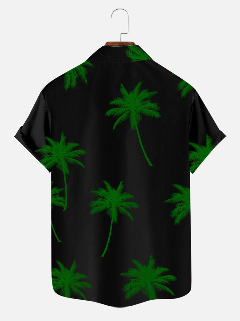 Coconut Tree Pattern Basic Men's Short Sleeve TopMens short sleeve shirts Big and tall Mens shirts Short sleeve shirts for men Mens 4xl shirts Casual short sleeve shirts