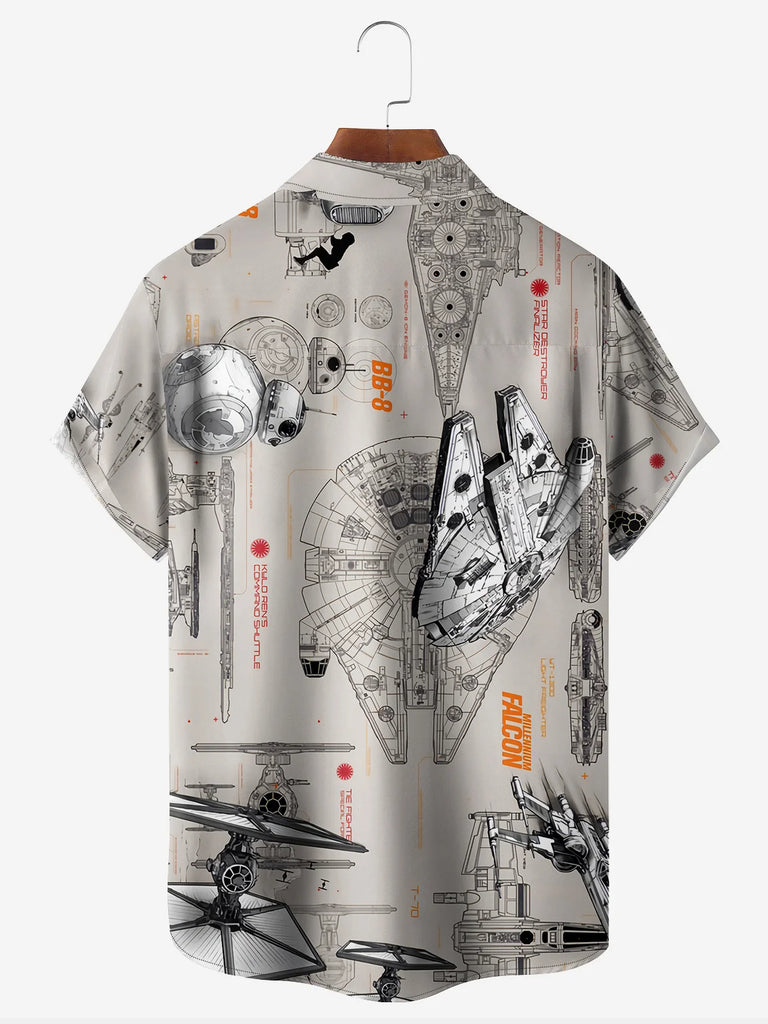 Men's Star Flying Wars Machines Short Sleeve Casual ShirtMens short sleeve shirts Big and tall Mens shirts Short sleeve shirts for men Mens 4xl shirts Casual short sleeve shirts