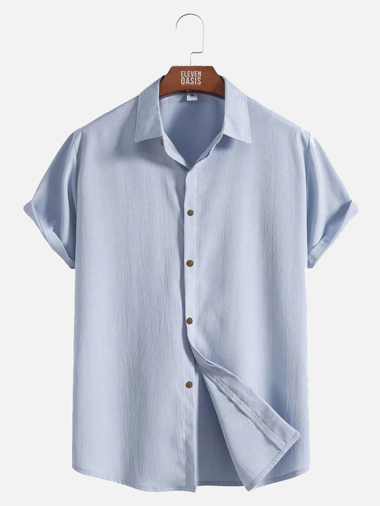 Men's Casual Loose Solid Color Button Short Sleeve ShirtMens short sleeve shirts Big and tall Mens shirts Short sleeve shirts for men Mens 4xl shirts Casual short sleeve shirts