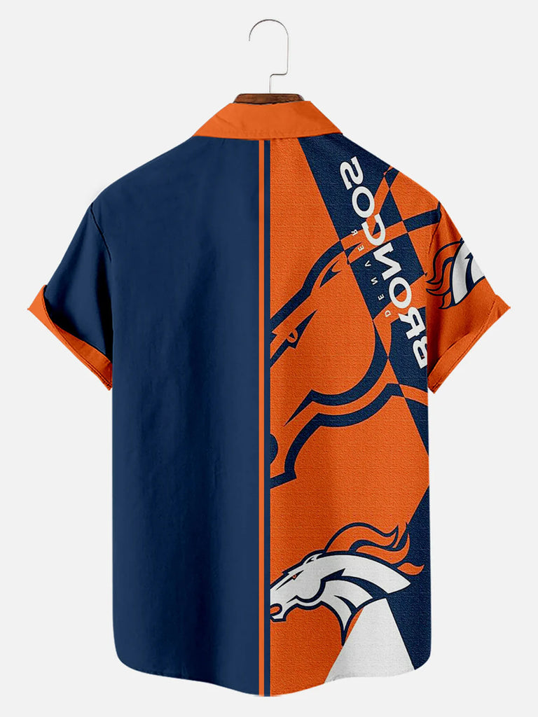 Tall Denver Broncos Stripe Men's Short Sleeve Shirt, mens short sleeve shirts£¬big and tall mens shirts£¬short sleeve shirts for men£¬mens 4xl shirts£¬casual short sleeve shirts