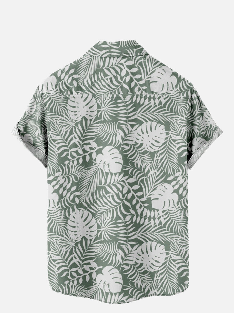 Men's Hawaiian Print Foliage Leaves Pattern Short Sleeve ShirtMens short sleeve shirts Big and tall Mens shirts Short sleeve shirts for men Mens 4xl shirts Casual short sleeve shirts