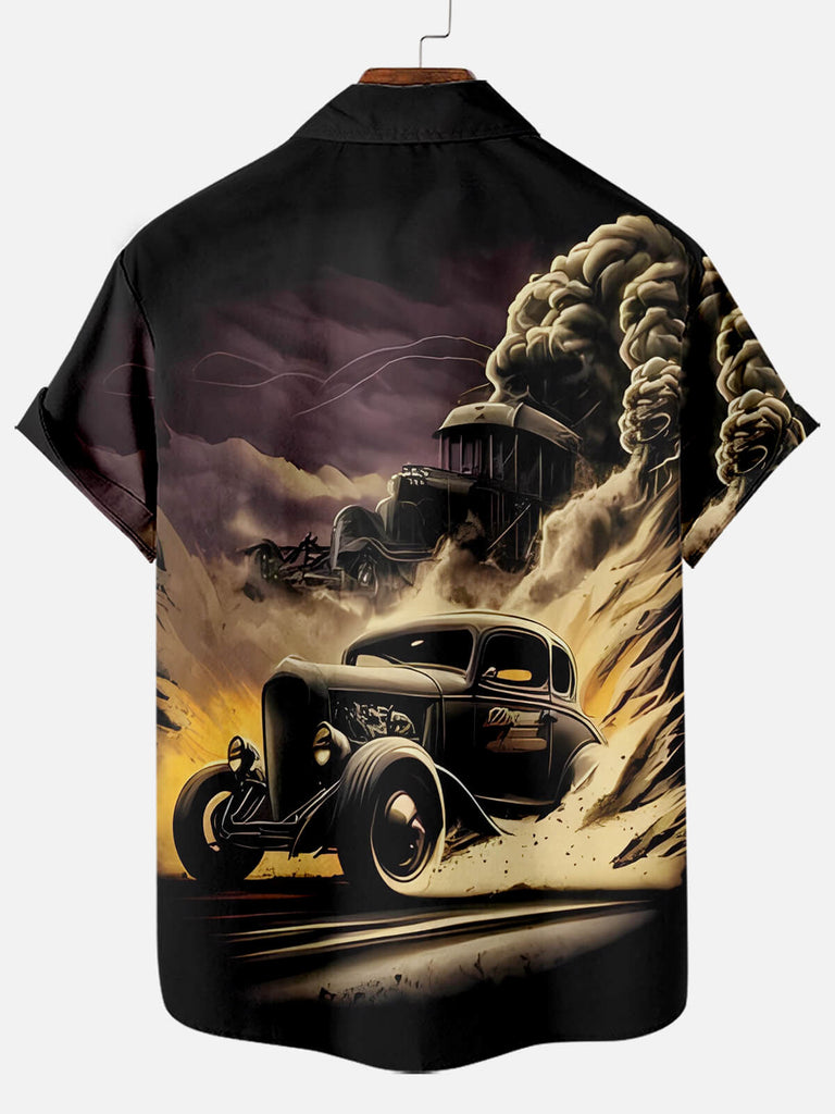 Vintage Car Illustration Print Men's Short Sleeve ShirtMens short sleeve shirts Big and tall Mens shirts Short sleeve shirts for men Mens 4xl shirts Casual short sleeve shirts