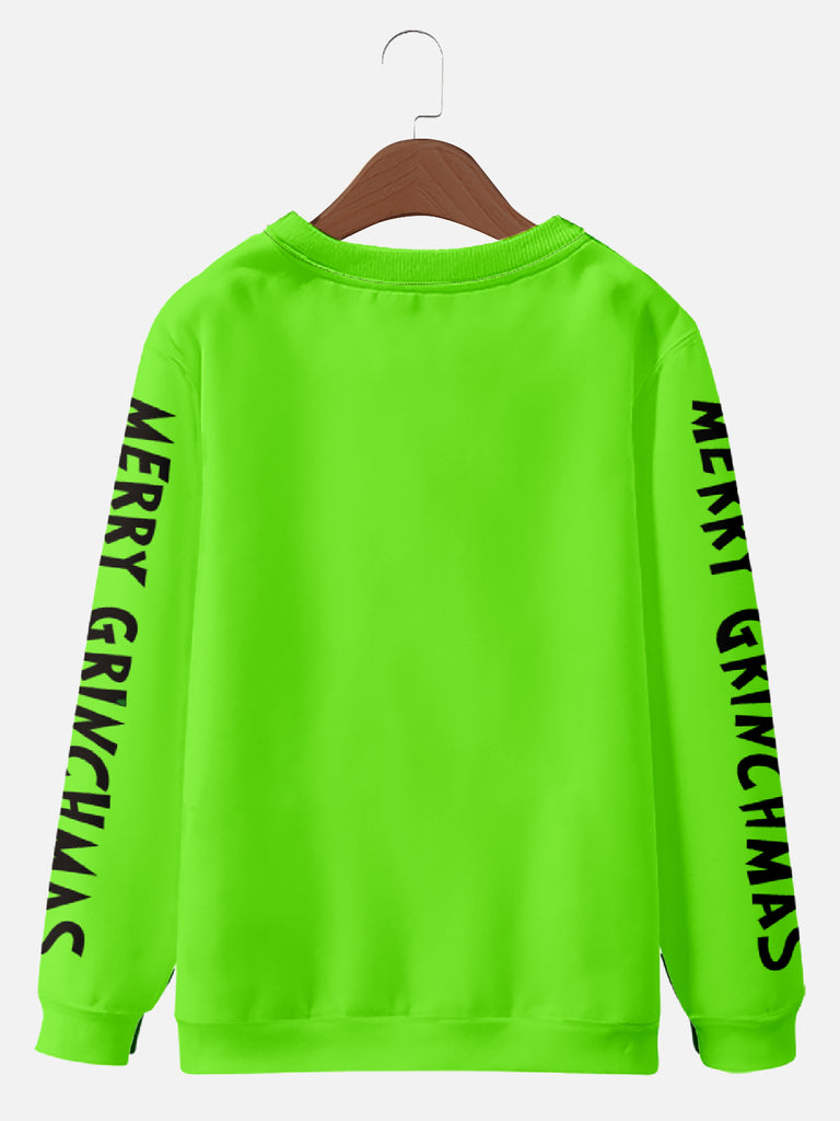 Neon Merry Grinchmas Grinch Face Christmas Sweatshirt, mens short sleeve shirts¡ê?big and tall mens shirts¡ê?short sleeve shirts for men¡ê?mens 4xl shirts¡ê?casual short sleeve shirts