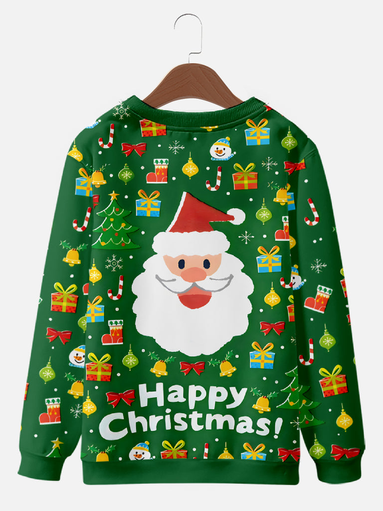 Happy Christmas Smiling Santa Green Sweatshirt, mens short sleeve shirts¡ê?big and tall mens shirts¡ê?short sleeve shirts for men¡ê?mens 4xl shirts¡ê?casual short sleeve shirts